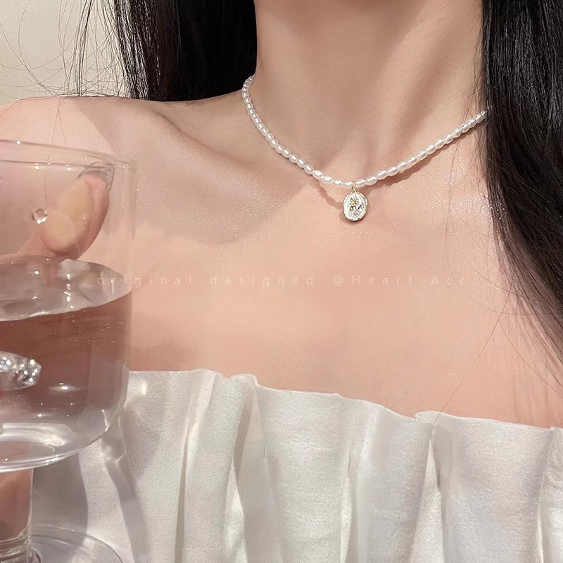 珍珠愛心墜飾項鍊－巴洛克珍珠項鍊女款細節｜https://igowo.tw/