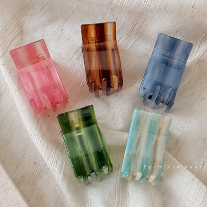 醋酸板材方形鯊魚夾－粉色款實拍｜https://igowo.tw/
