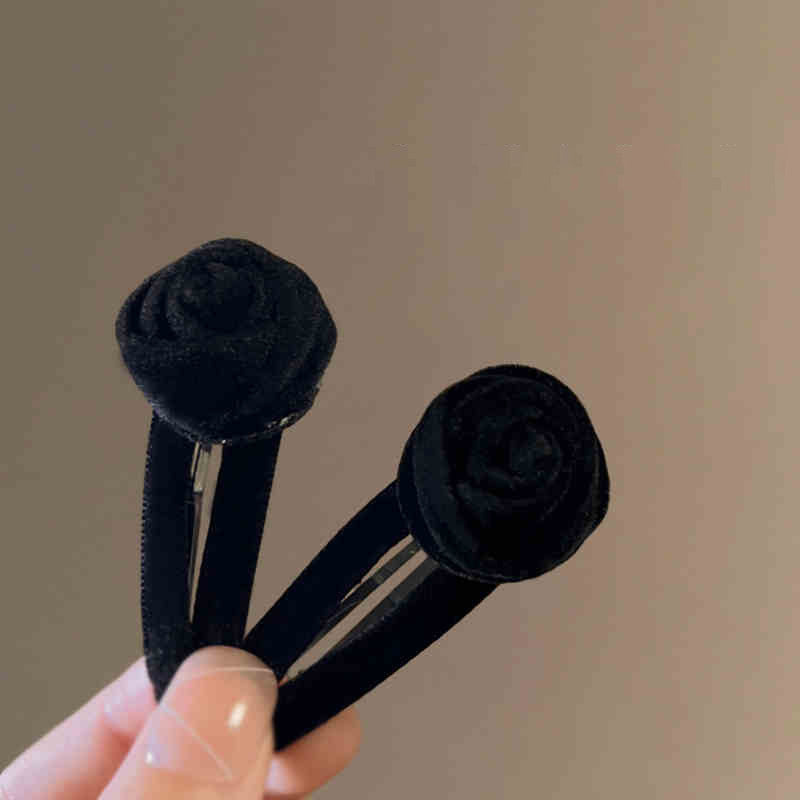 紅色絨面玫瑰復古髮夾