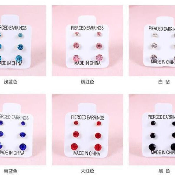 簡約耳釘三對組－商品主圖｜https://igowo.tw/