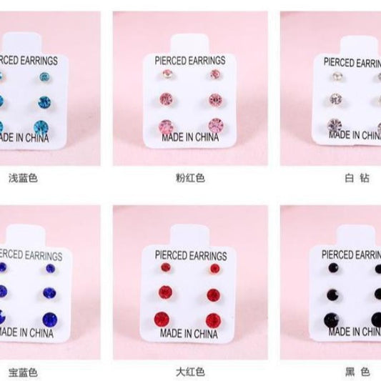 簡約耳釘三對組－商品主圖｜https://igowo.tw/