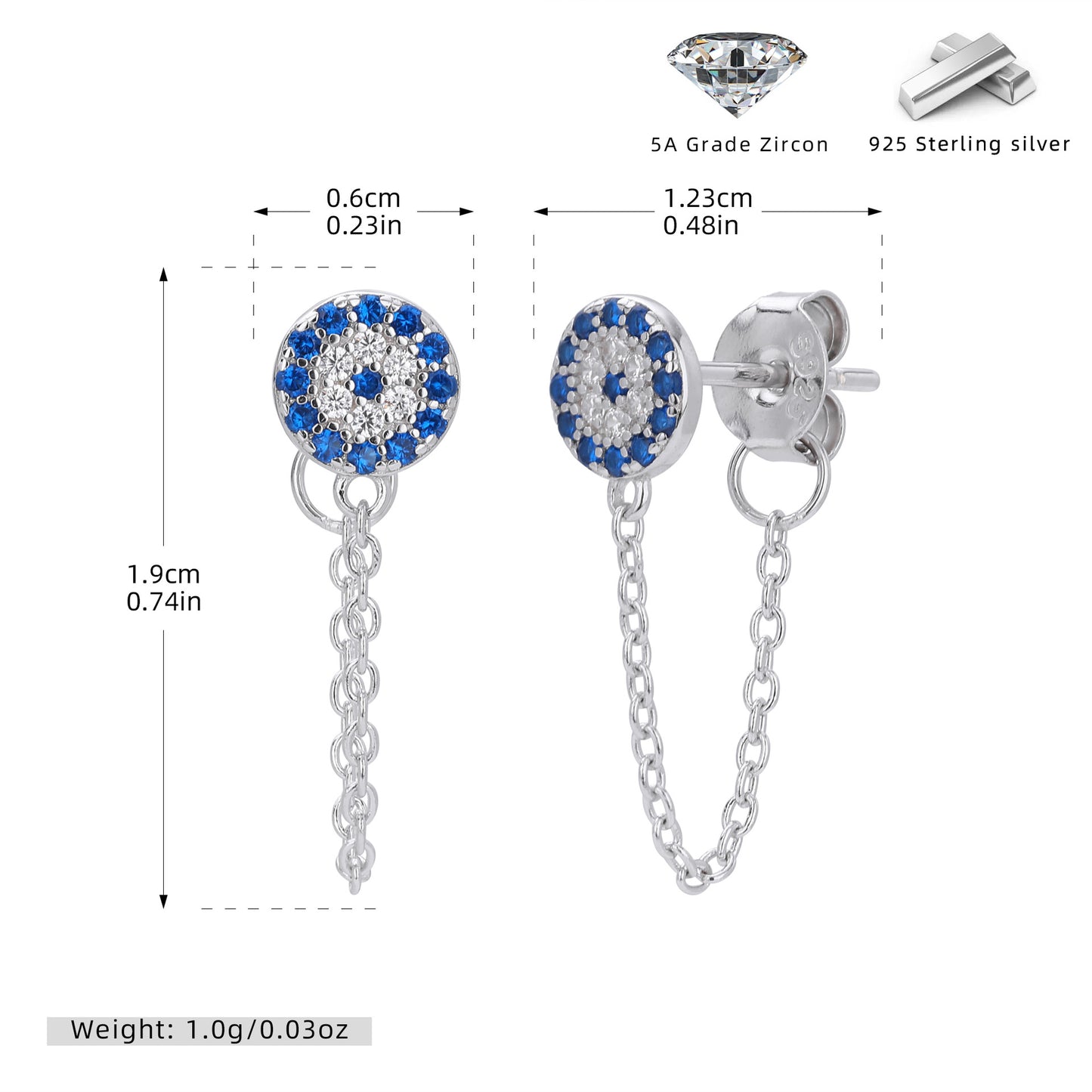 S925 歐美新款耳釘時尚流行惡魔之眼耳飾輕奢小眾設計飾品