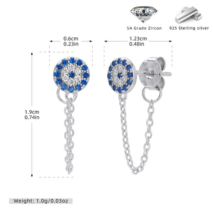 S925 歐美新款耳釘時尚流行惡魔之眼耳飾輕奢小眾設計飾品