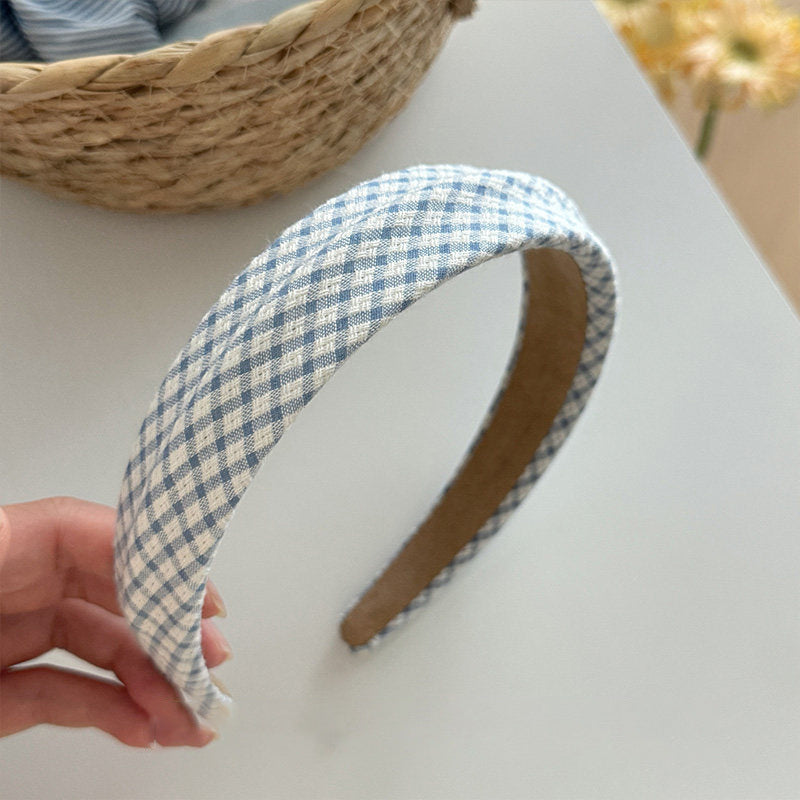 藍色格紋髮箍