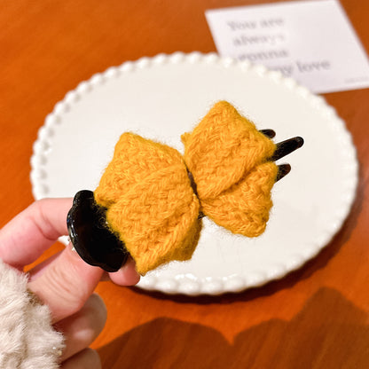 針織蝴蝶結髮夾
