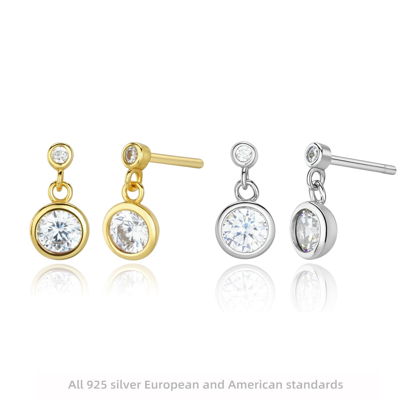 S925 耳釘極簡鑲鋯流蘇耳飾日韓法式風網紅氣質飾品