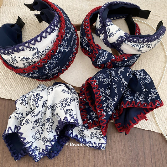 布面扭結寬版復古髮箍－商品主圖｜https://igowo.tw/