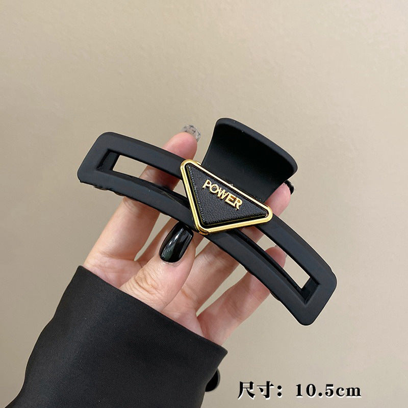 亞克力字母POWER三角形抓夾時尚后腦勺盤發鯊魚夾小眾高級感發飾