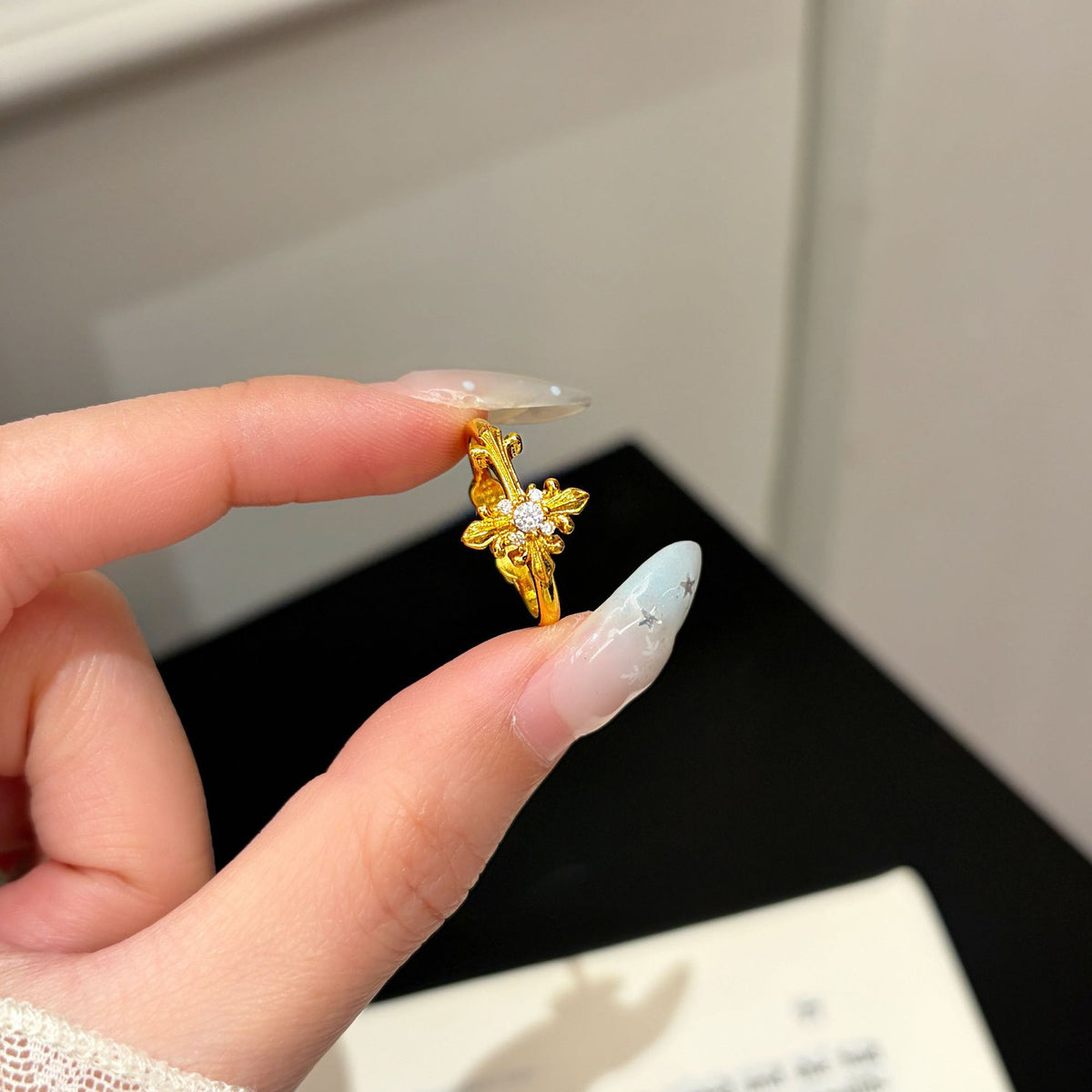 鋯石十字可調式戒指