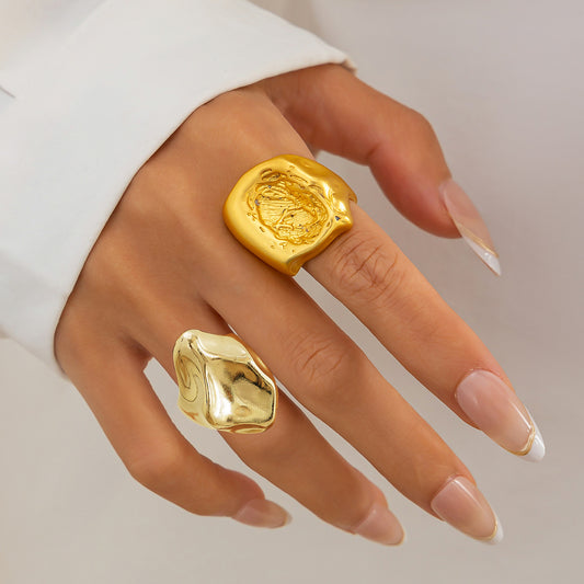 金屬方形不規則戒指－商品主圖｜https://igowo.tw/