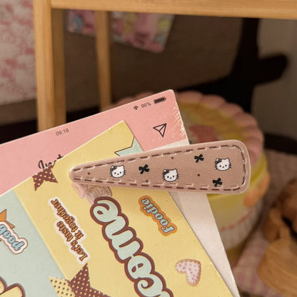 棕色格紋貓咪髮夾－咖色格子貓咪髮夾款細節1｜https://igowo.tw/