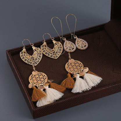 扇形流蘇復古耳環套組－商品主圖｜https://igowo.tw/