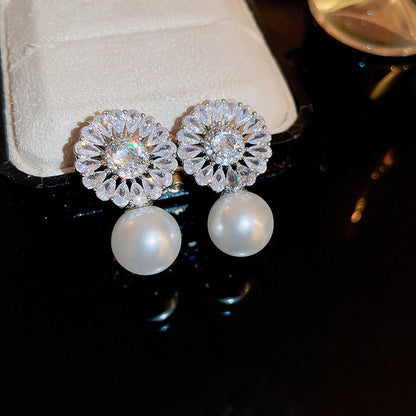 金色珍珠銀針電鍍耳環