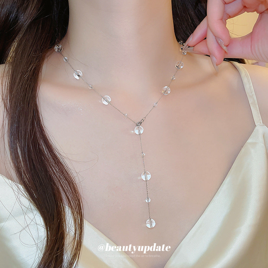 水晶串珠Y形項鍊－商品主圖｜https://igowo.tw/