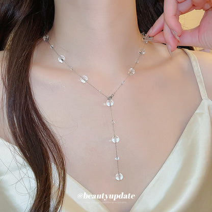 水晶串珠Y形項鍊－商品主圖｜https://igowo.tw/