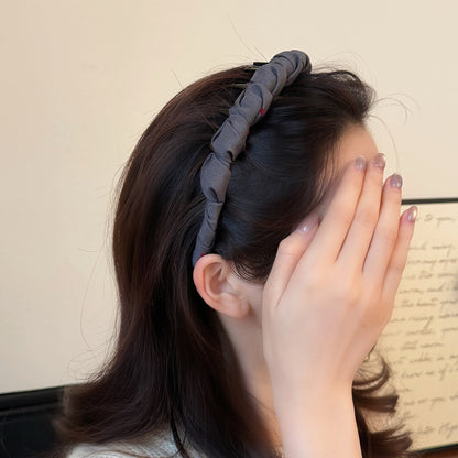 布面纏繞髮箍－灰色布藝髮箍款實拍｜https://igowo.tw/