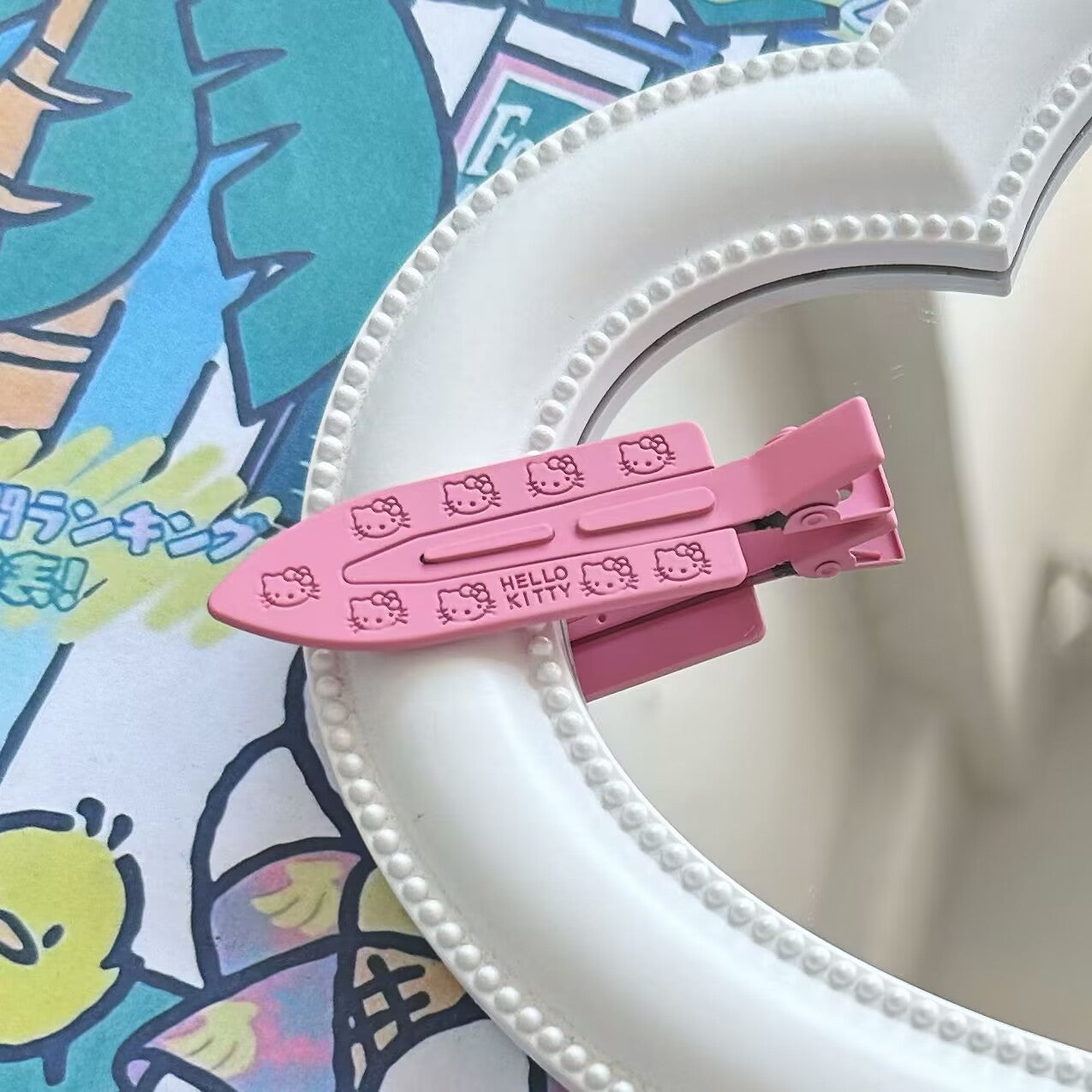 粉色金屬貓咪卡通髮夾
