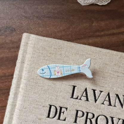 粉色魚尾領結髮夾