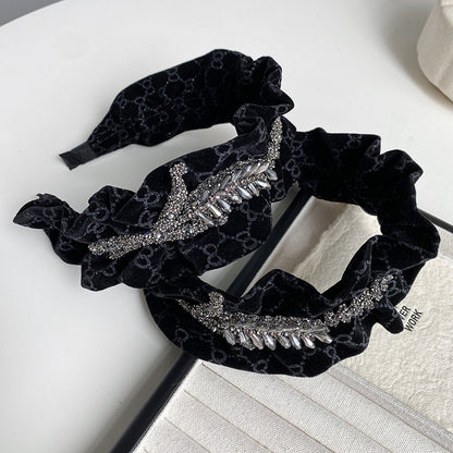 絨面麥穗蝴蝶結髮箍－商品主圖｜https://igowo.tw/