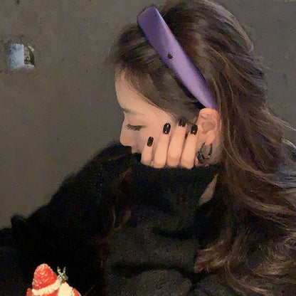 紫色簡約髮箍－窄髮箍款細節｜https://igowo.tw/