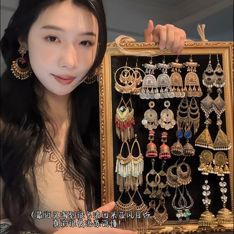 復古民族風圓形鏤空耳環波西米亞氣質典雅耳墜小眾時尚輕奢耳飾女