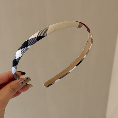 棕色格紋復古髮箍