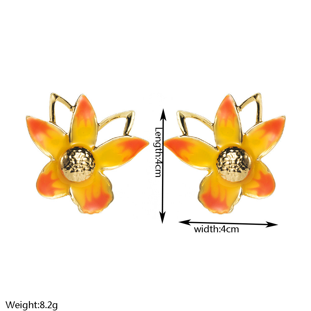 琺瑯花朵簡約耳釘－藍色款實拍｜https://igowo.tw/