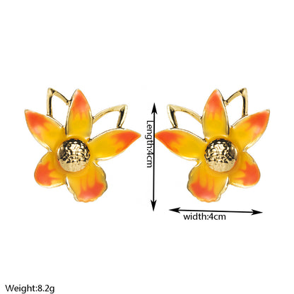 琺瑯花朵簡約耳釘－藍色款實拍｜https://igowo.tw/