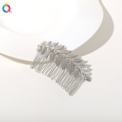 金色金屬樹葉髮箍－金屬插梳-金色款細節｜https://igowo.tw/