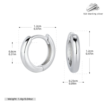 S925 耳環光面多尺寸圓形素圈耳扣耳飾經典百搭飾品