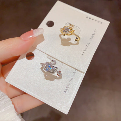 鋯石天鵝可調式戒指－商品主圖｜https://igowo.tw/