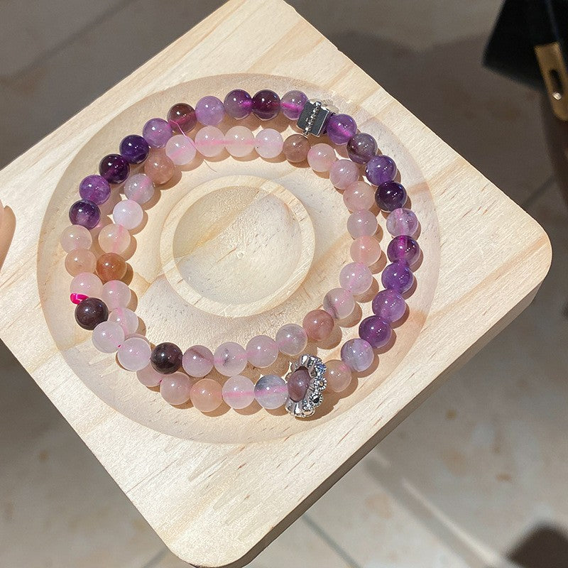 紫水晶蛇形纏繞串珠手鏈新中式復古百搭手串小眾氣質設計感手飾女