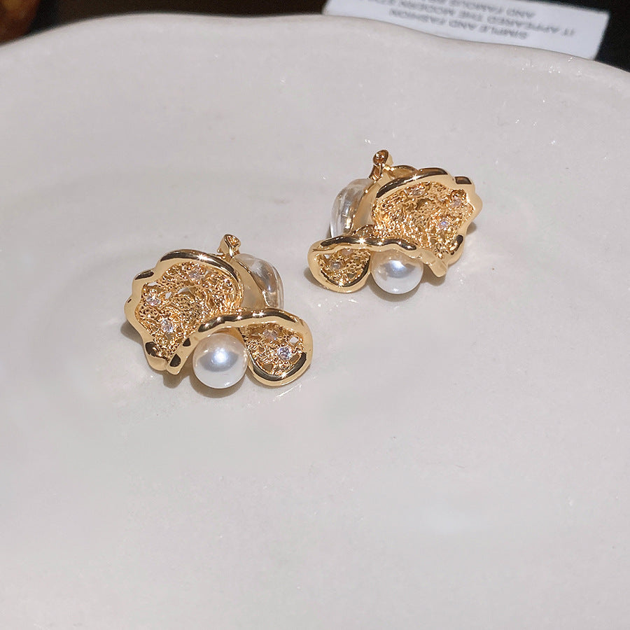 超閃鋯石花朵蝴蝶耳夾女無耳洞輕奢高級感精致耳環時尚風百搭耳飾