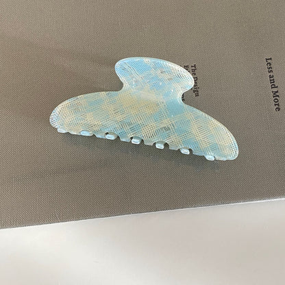 藍色格紋簡約鯊魚夾