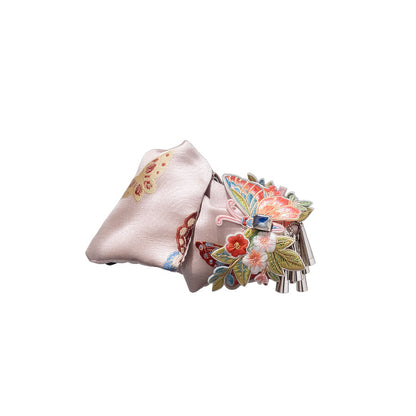 蝴蝶結流蘇復古髮夾－抓夾-金色-橙色款細節3｜https://igowo.tw/