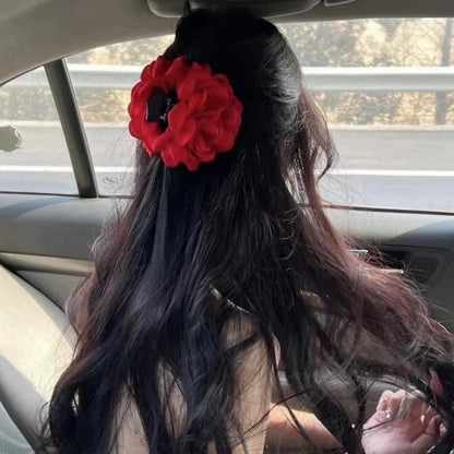 布藝花朵抓夾小清新甜美精致少女后腦勺鯊魚夾側邊網紅度假風發飾