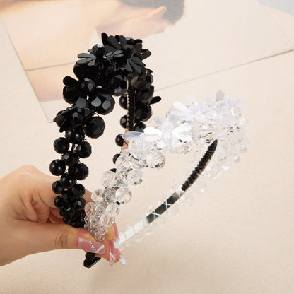 水晶花朵精雕髮箍－商品主圖｜https://igowo.tw/