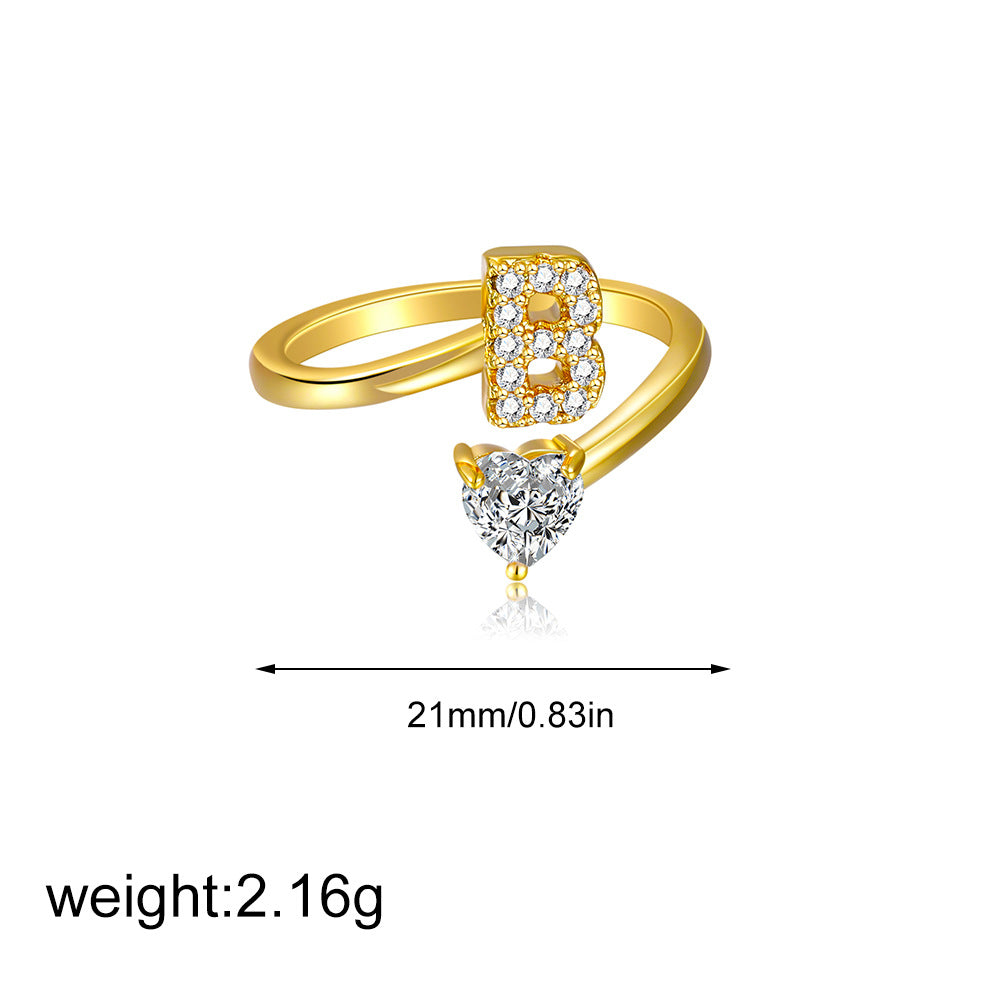 鋯石愛心可調式戒指－字母L+愛心款細節10｜https://igowo.tw/
