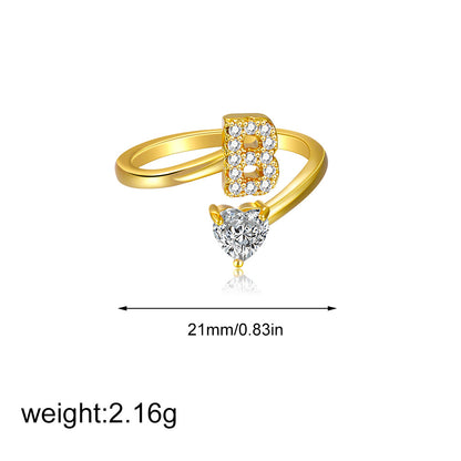 鋯石愛心可調式戒指－字母L+愛心款細節10｜https://igowo.tw/