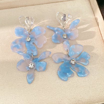 樹脂愛心花朵流蘇耳環