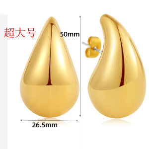 金色不鏽鋼水滴耳釘