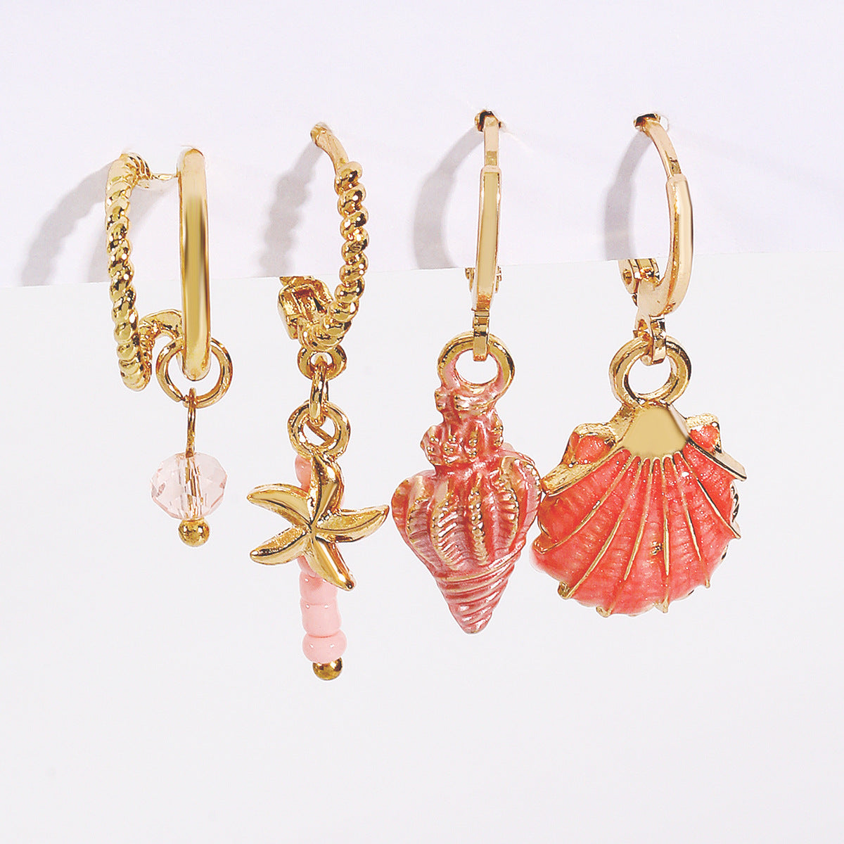 珍珠貝殼海星耳鉤套組－細節特寫2｜https://igowo.tw/