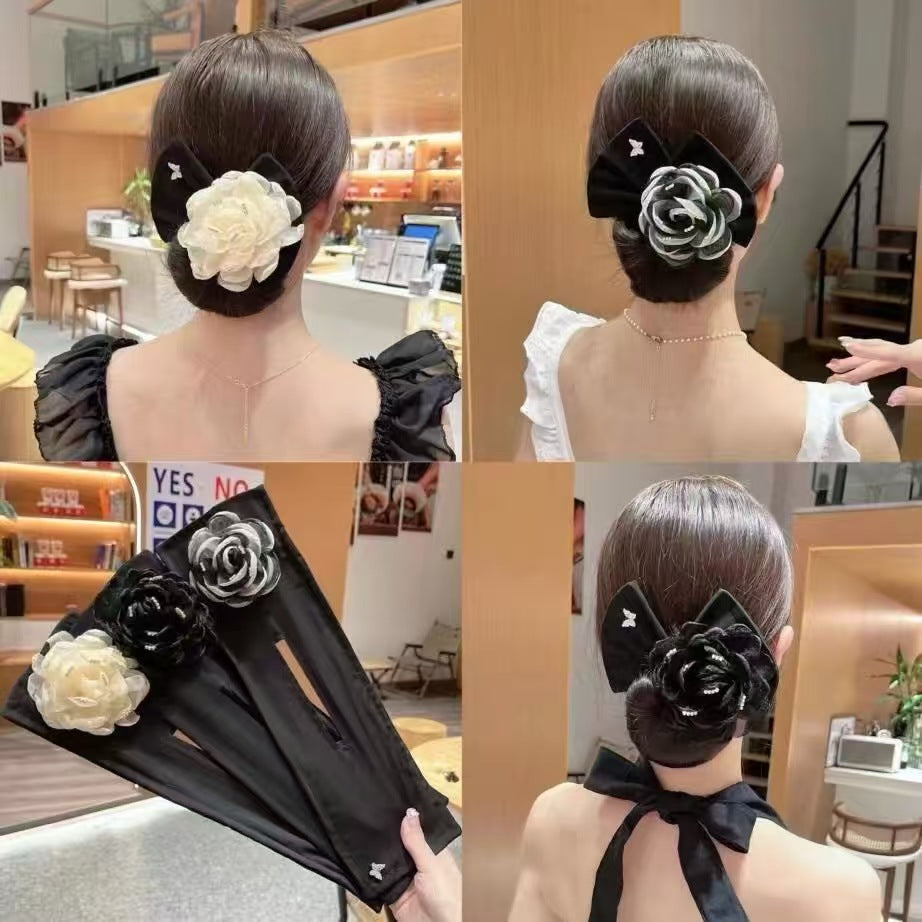 山茶花蝴蝶結髮夾－商品主圖｜https://igowo.tw/