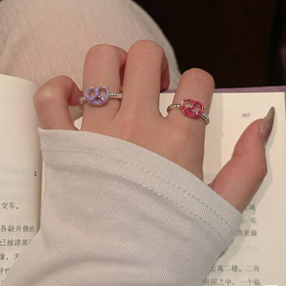 彩色琺瑯扭紋簡約戒指－藍色款實拍｜https://igowo.tw/