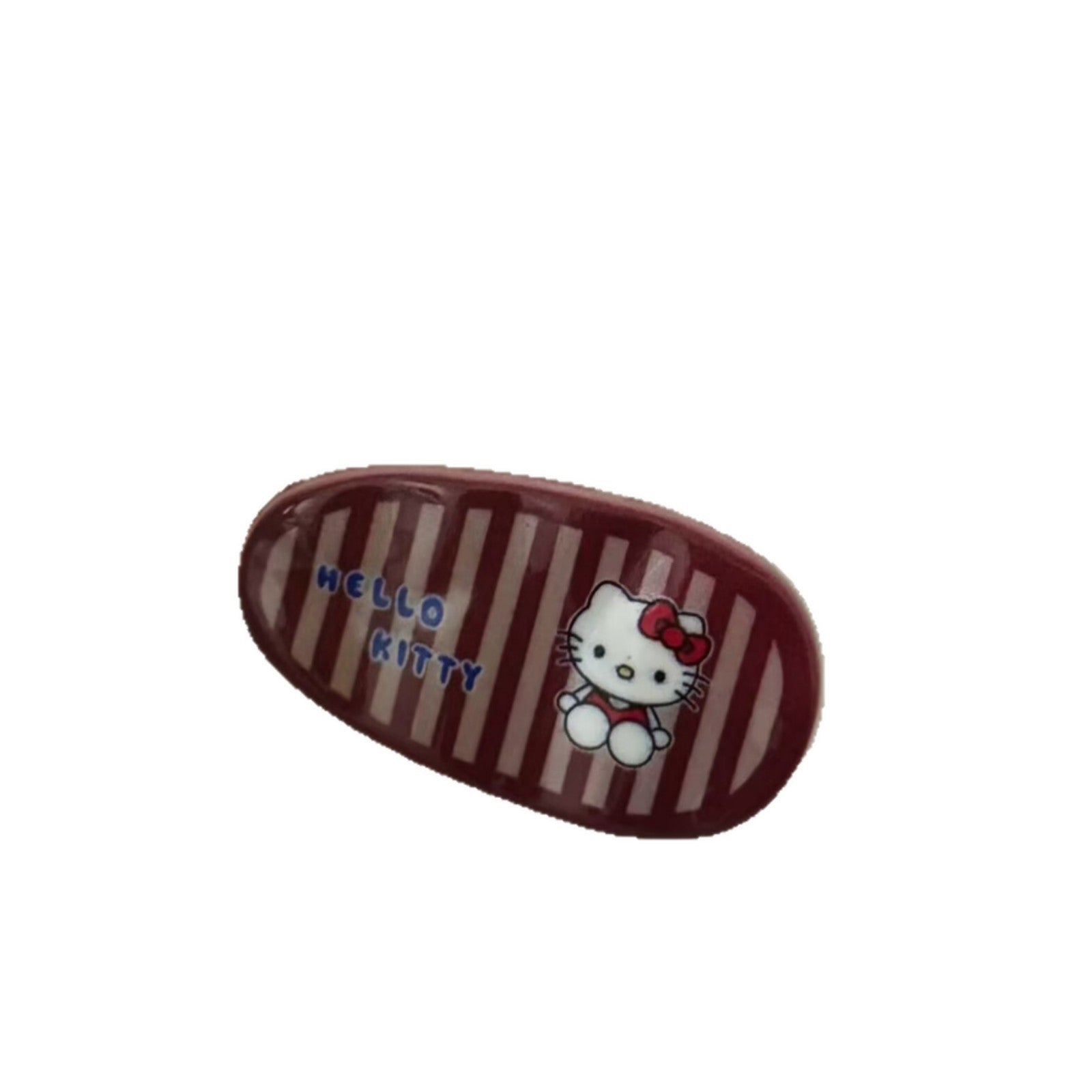 紅色貓咪橢圓髮夾－條紋橢圓髮夾款細節3｜https://igowo.tw/