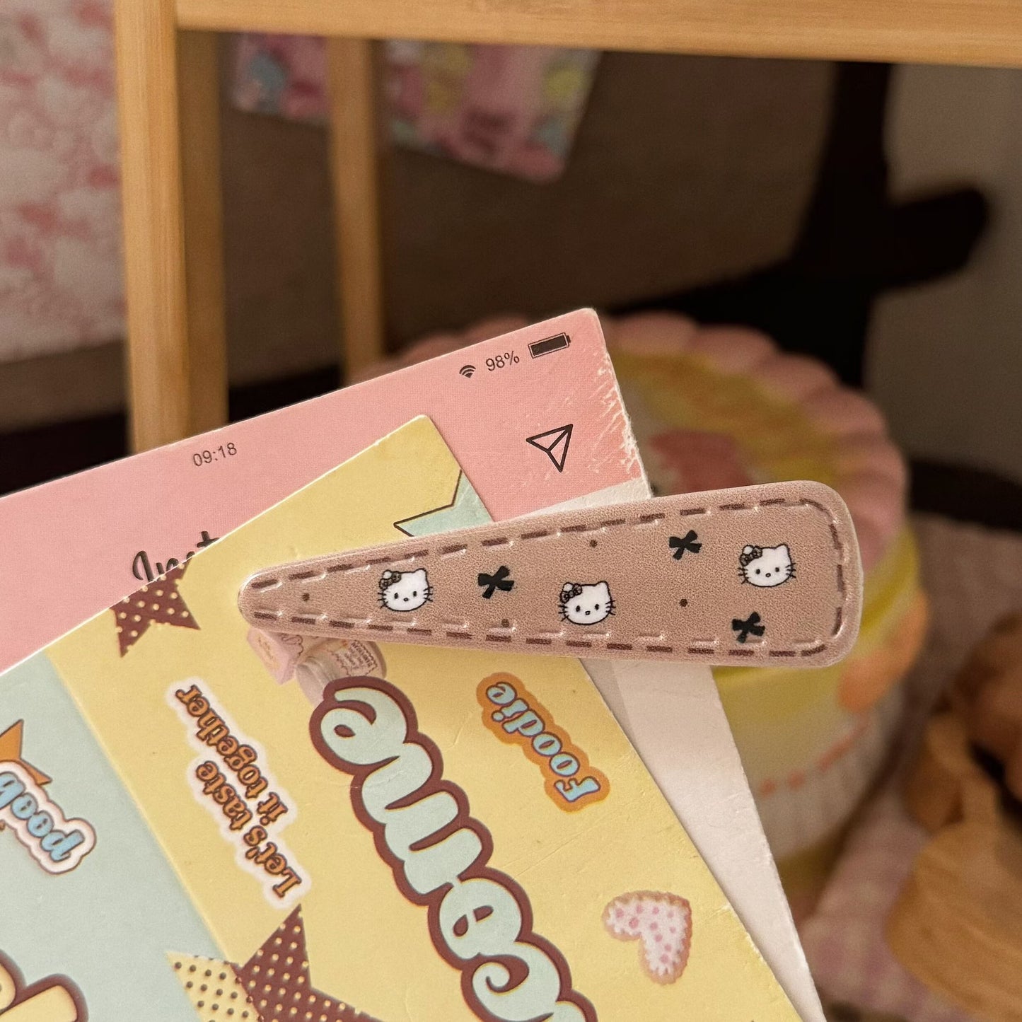 棕色格紋貓咪髮夾