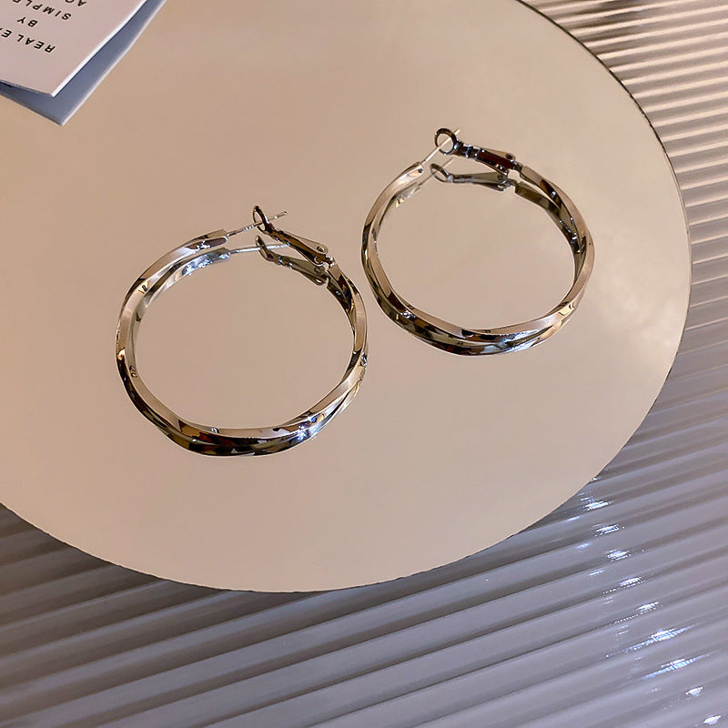 銀針圓圈鑲鑽誇張耳環