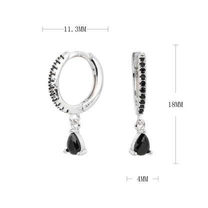 S925 耳環法式鑲鋯水滴形耳墜耳飾小眾輕奢百搭飾品