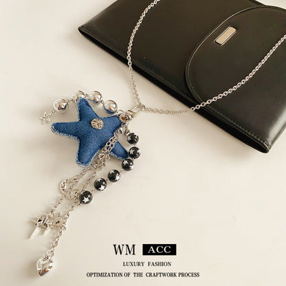 布面鈦鋼星星簡約項鍊－商品主圖｜https://igowo.tw/