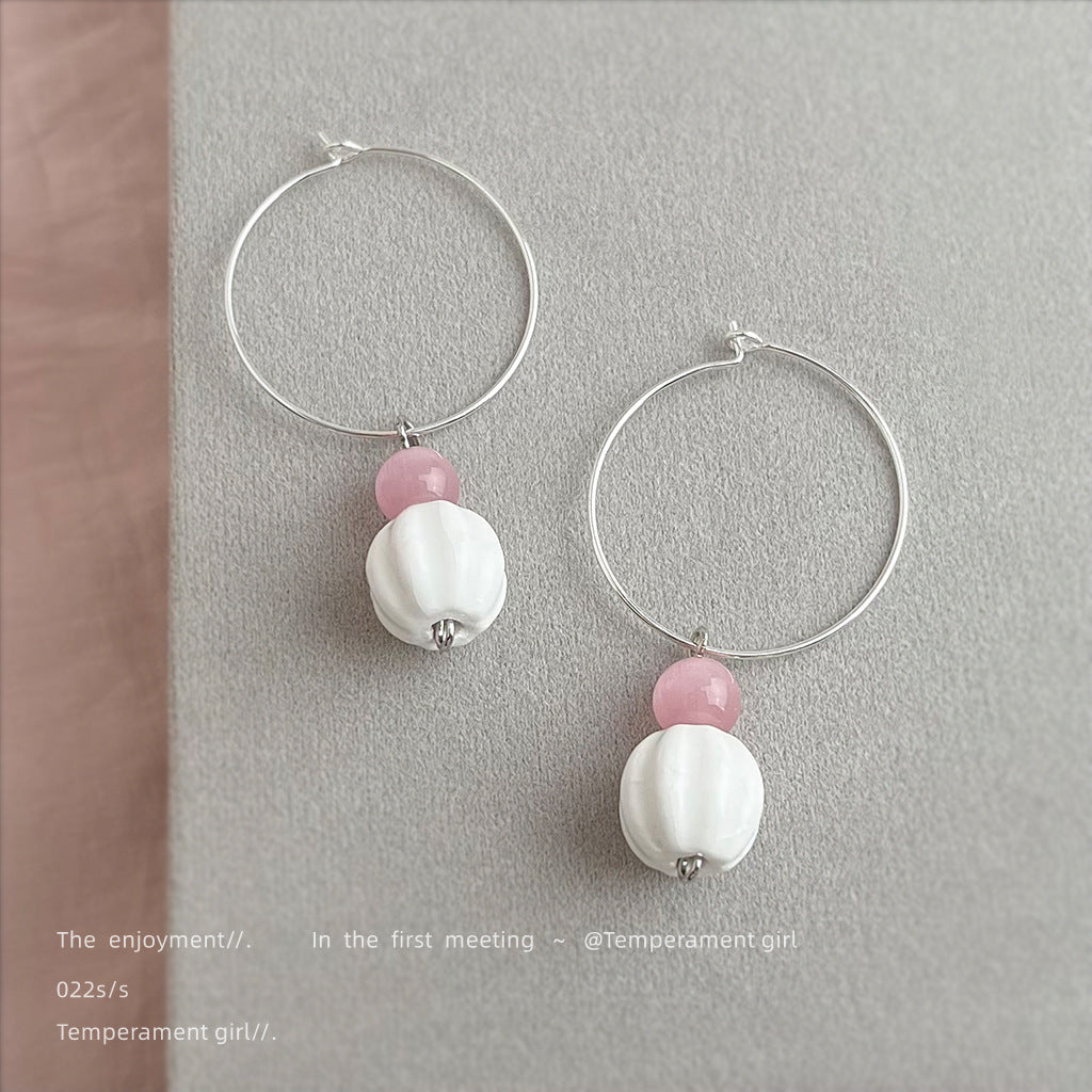 陶瓷花朵復古耳環－商品主圖｜https://igowo.tw/